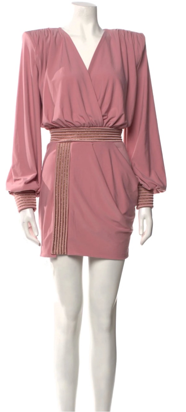 Zhivago Women's Pink Metallic Stitched Panel Ready Sheath Dress