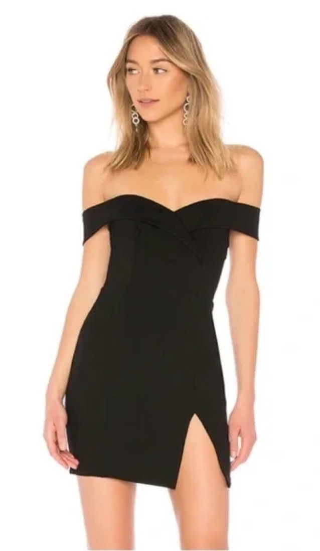 Revolve Superdown Naya Off The Shoulder Black Mini Dress